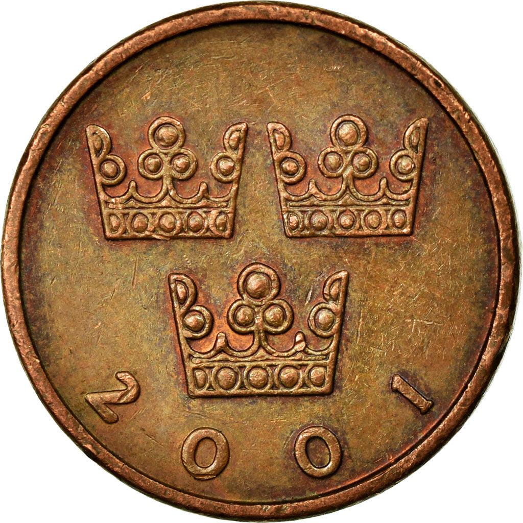Munten, Zweden, Carl XVI Gustaf, 50 Öre, 2001, FR+, Bronze, KM:878