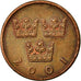 Munten, Zweden, Carl XVI Gustaf, 50 Öre, 2001, FR+, Bronze, KM:878