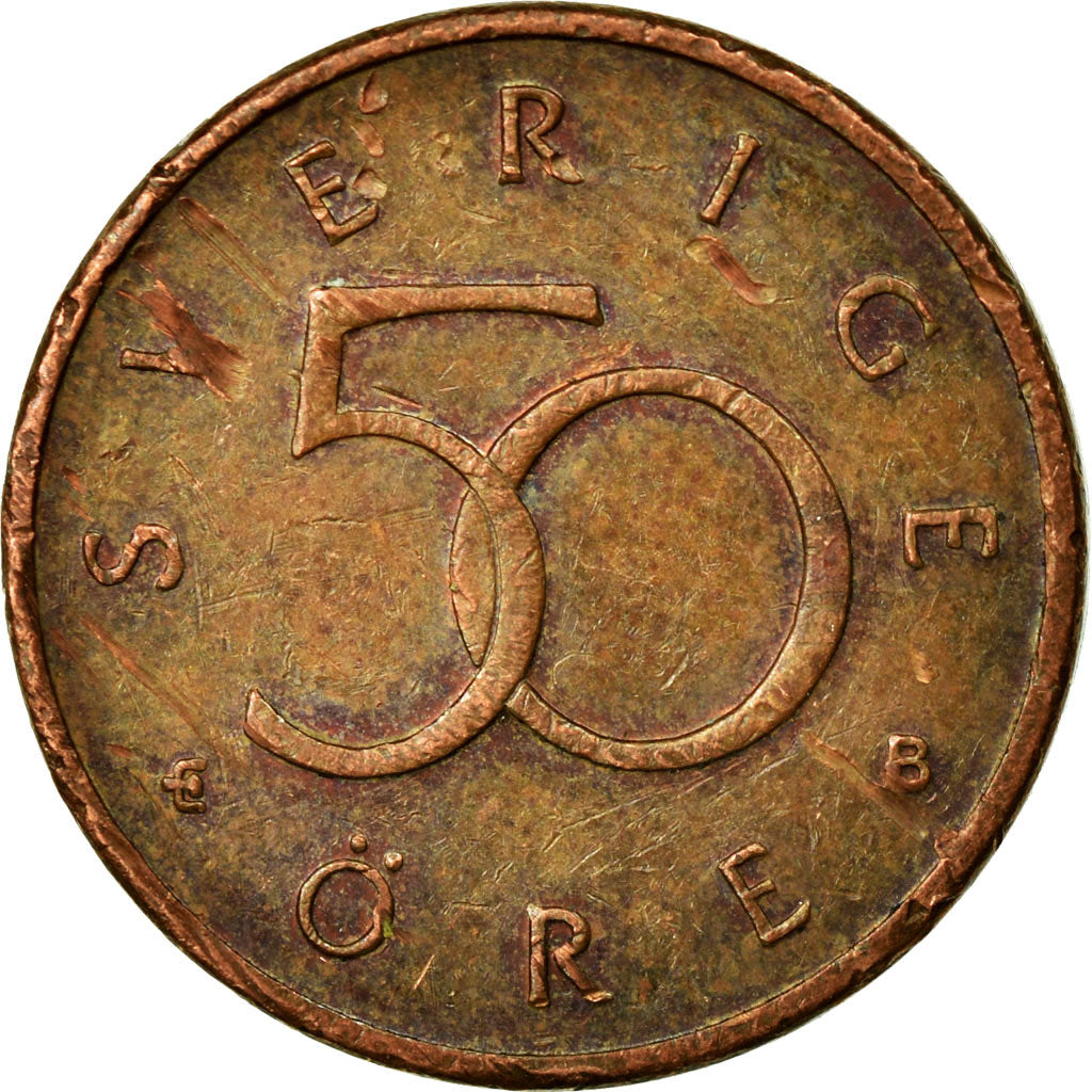 Munten, Zweden, Carl XVI Gustaf, 50 Öre, 2001, FR+, Bronze, KM:878