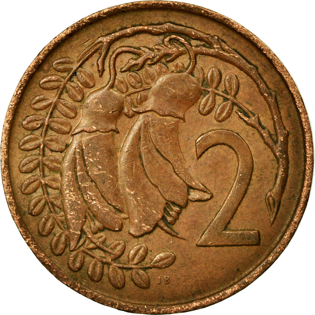 Moneda, Nueva Zelanda, Elizabeth II, 2 Cents, 1967, MBC, Bronce, KM:32.1