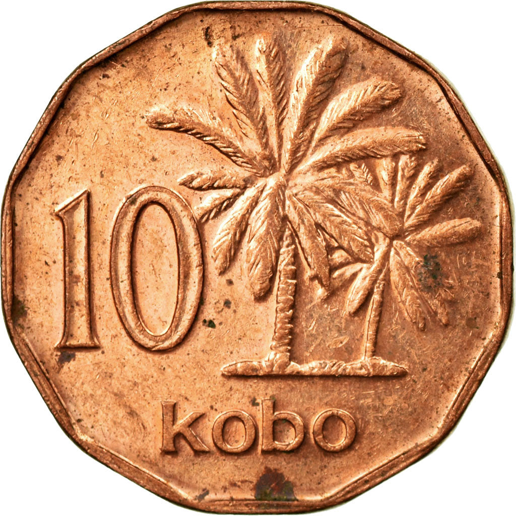 Moeda, Nigéria, Elizabeth II, 10 Kobo, 1991, EF(40-45), Aço Cromado a Cobre