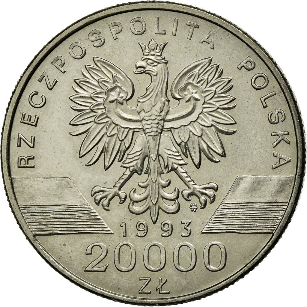 Coin, Poland, 20000 Zlotych, 1993, Warsaw, EF(40-45), Copper-nickel, KM:243
