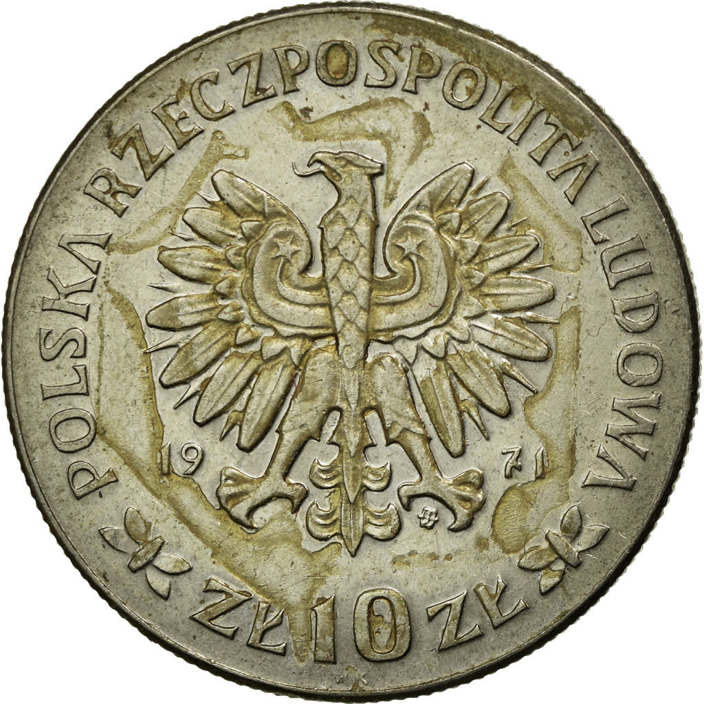 Moeda, Polónia, 10 Zlotych, 1971, Warsaw, VF(30-35), Cobre-níquel, KM:64