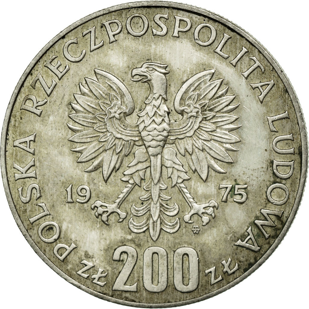 Coin, Poland, 200 Zlotych, 1975, Warsaw, EF(40-45), Silver, KM:79