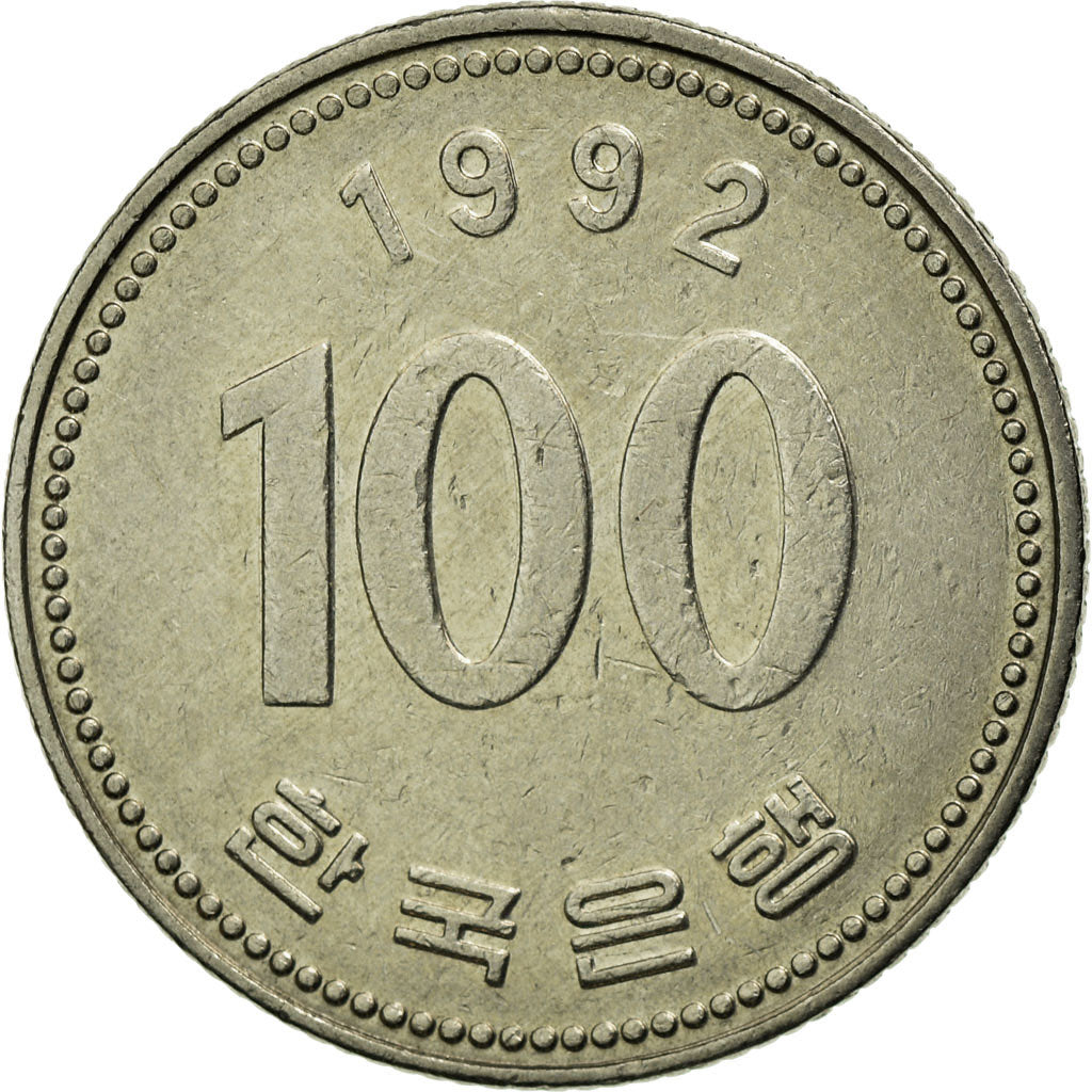 Coin, KOREA-SOUTH, 100 Won, 1992, EF(40-45), Copper-nickel, KM:35.2