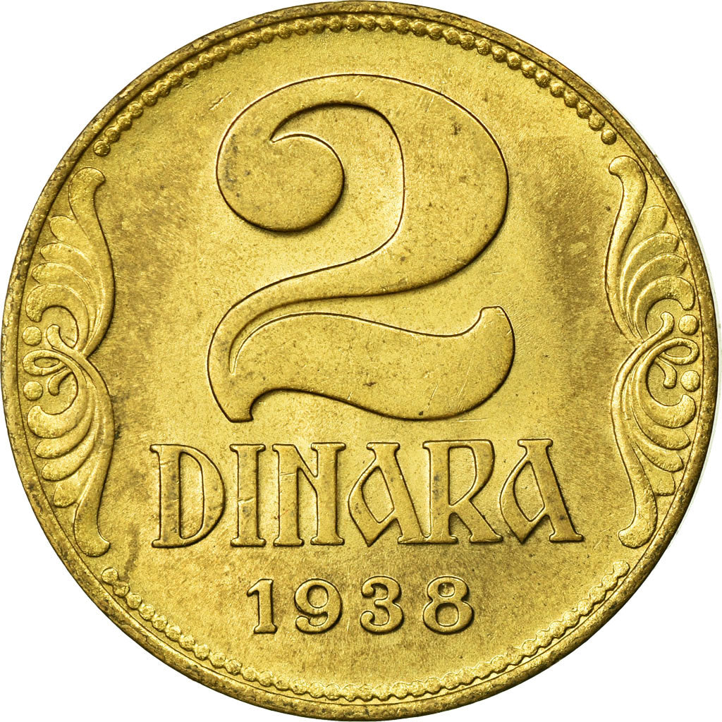 Moeda, Jugoslávia, Petar II, 2 Dinara, 1938, VF(30-35), Alumínio-Bronze, KM:20