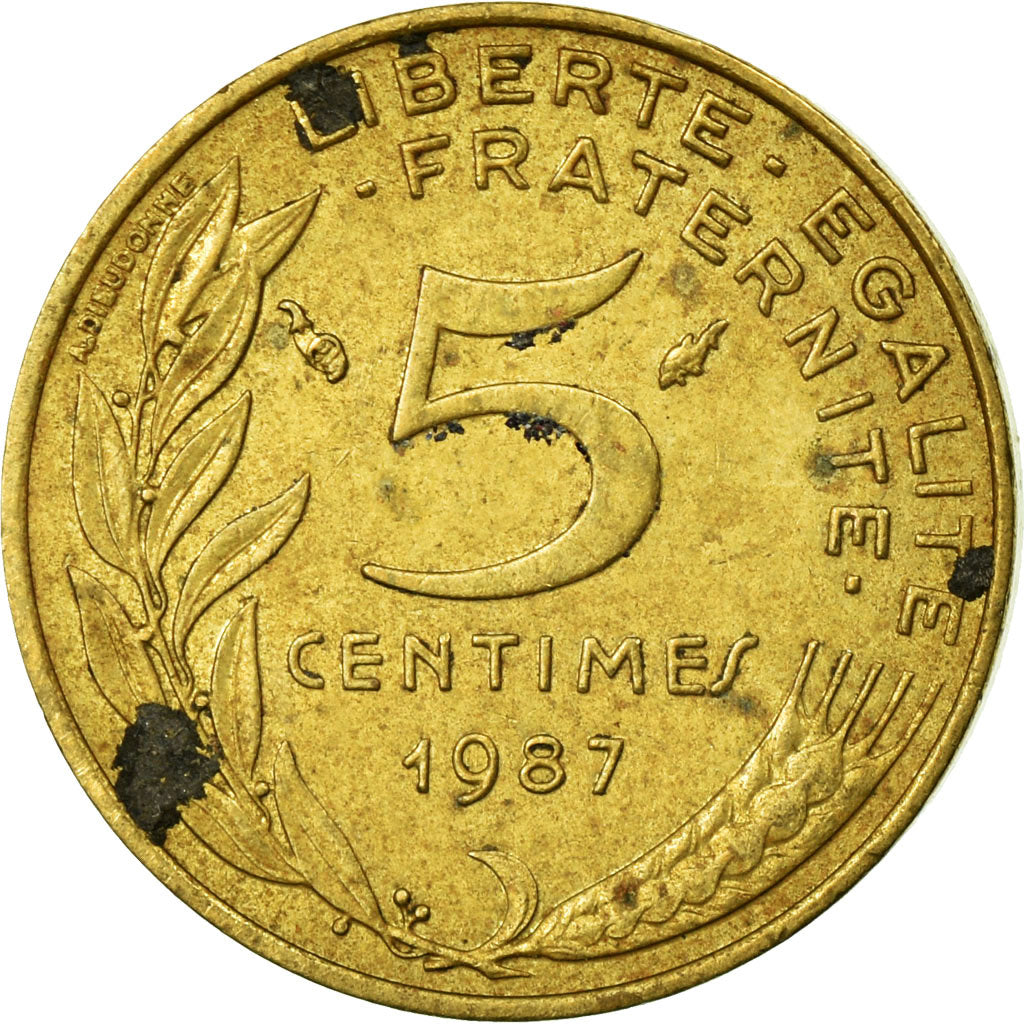 Coin, France, Marianne, 5 Centimes, 1987, Paris, VF(20-25), Aluminum-Bronze