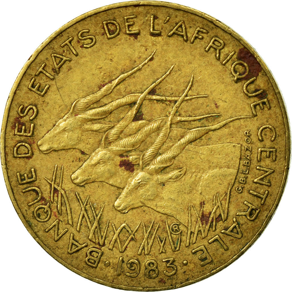 Coin, Central African States, 5 Francs, 1983, Paris, VF(30-35), Aluminum-Bronze