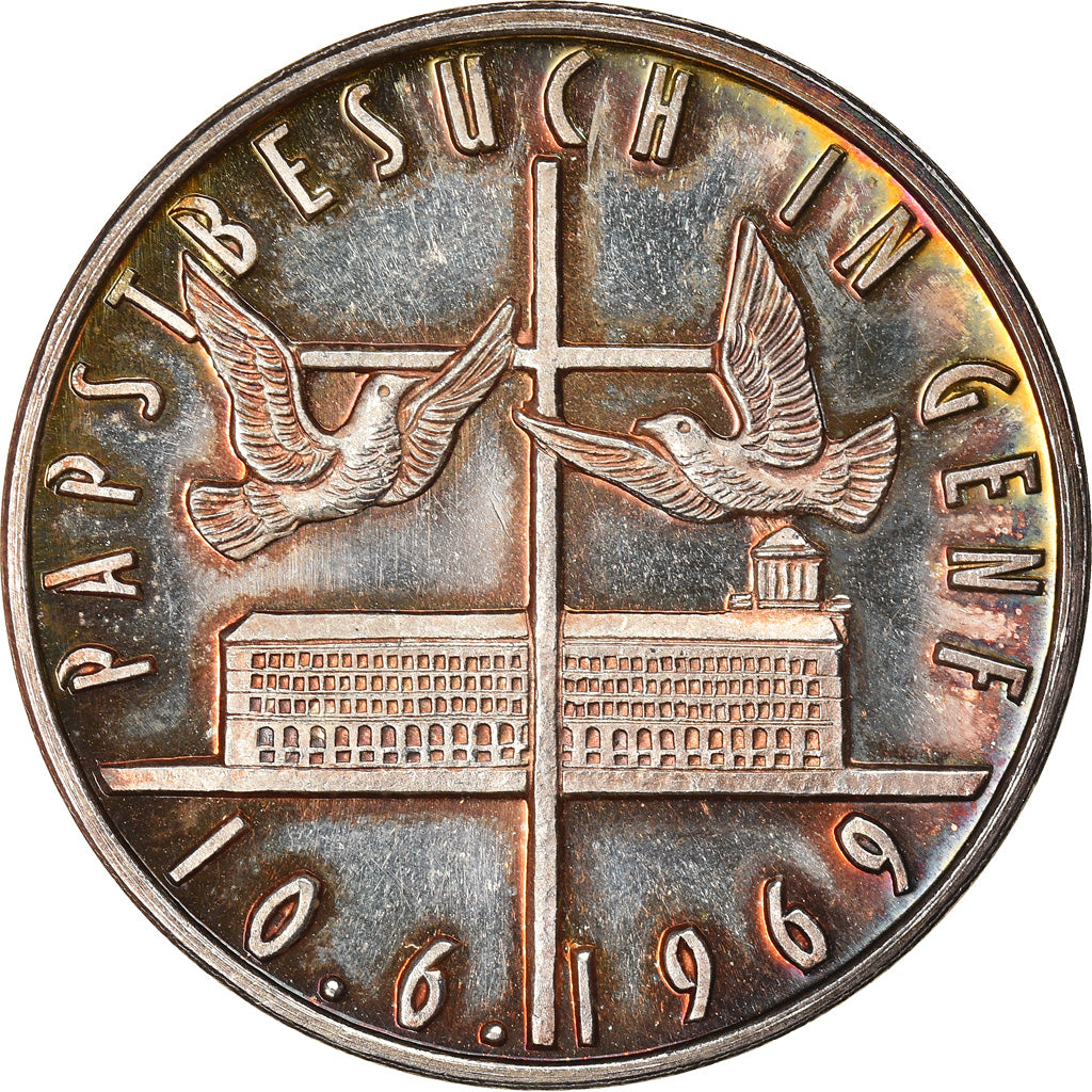 Zwitserland, Medaille, Visite de Paul VI à Genève, Religions & beliefs, 1969