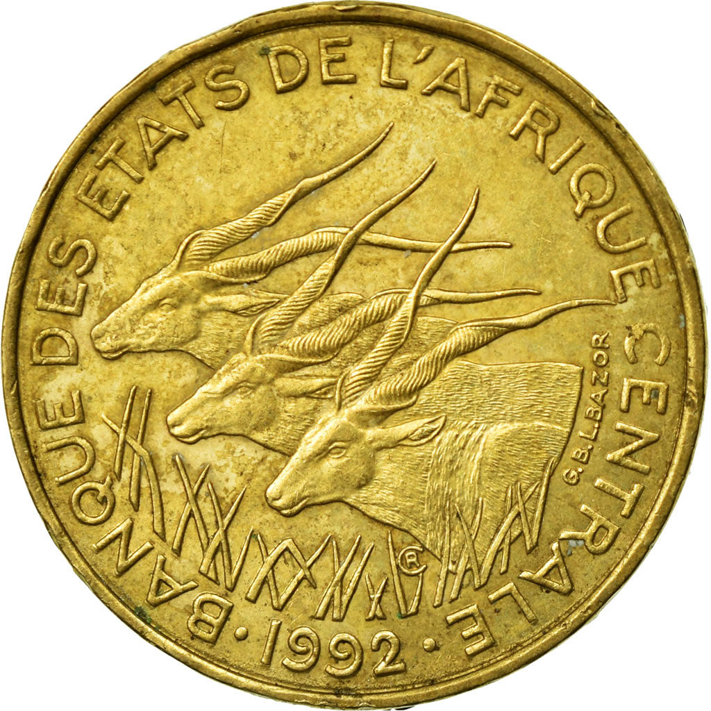 Coin, Central African States, 5 Francs, 1992, Paris, EF(40-45), Aluminum-Bronze