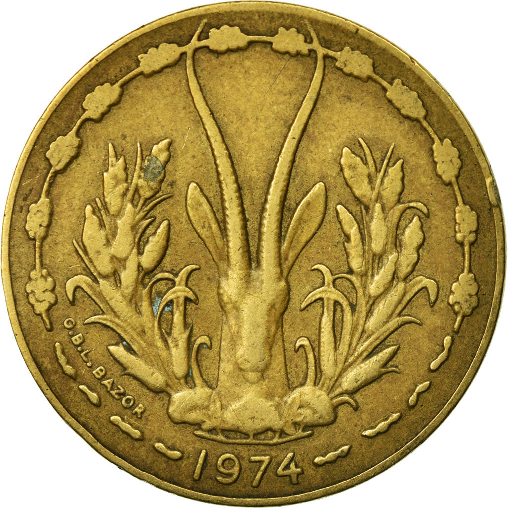 Moeda, Estados da África Ocidental, 10 Francs, 1974, Paris, VF(30-35)