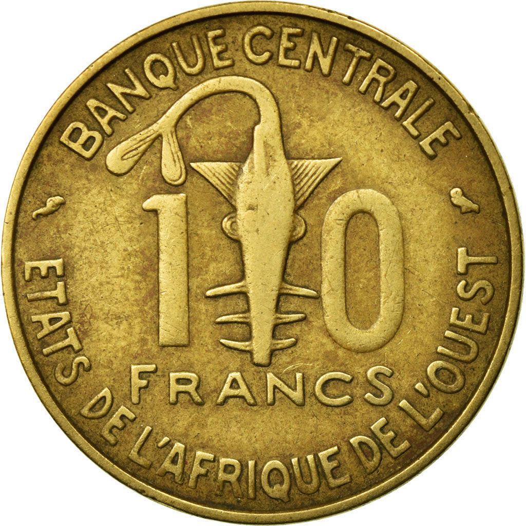 Moeda, Estados da África Ocidental, 10 Francs, 1974, Paris, VF(30-35)