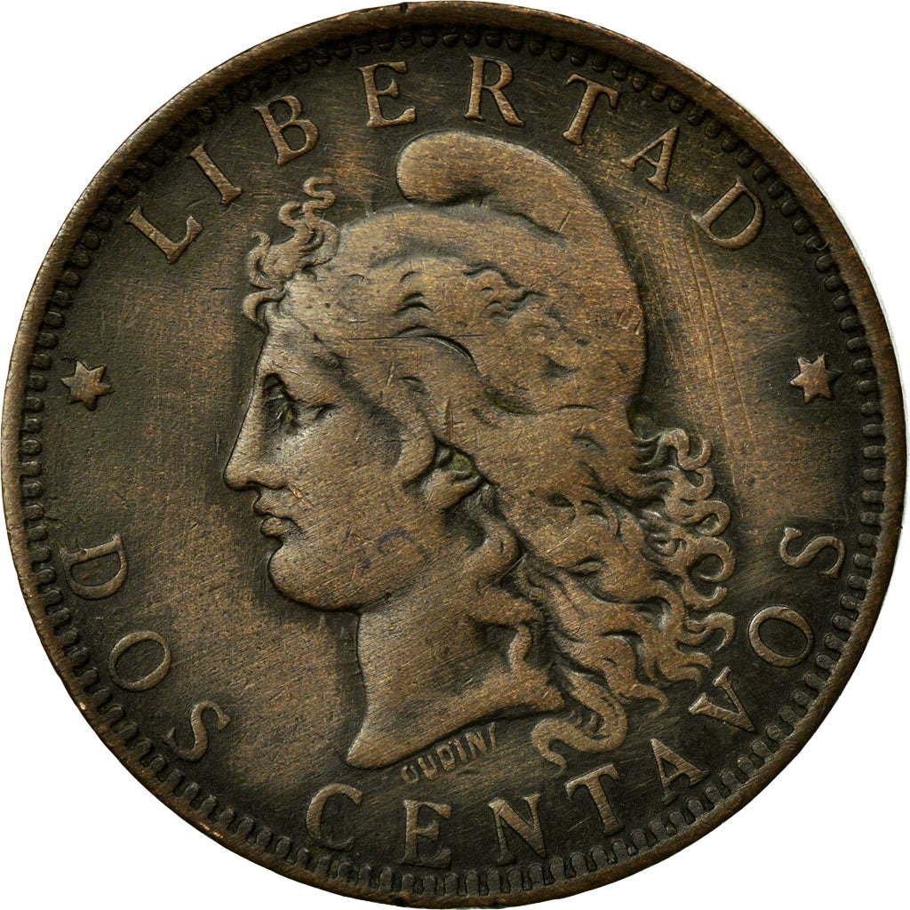 Coin, Argentina, 2 Centavos, 1892, EF(40-45), Bronze, KM:33