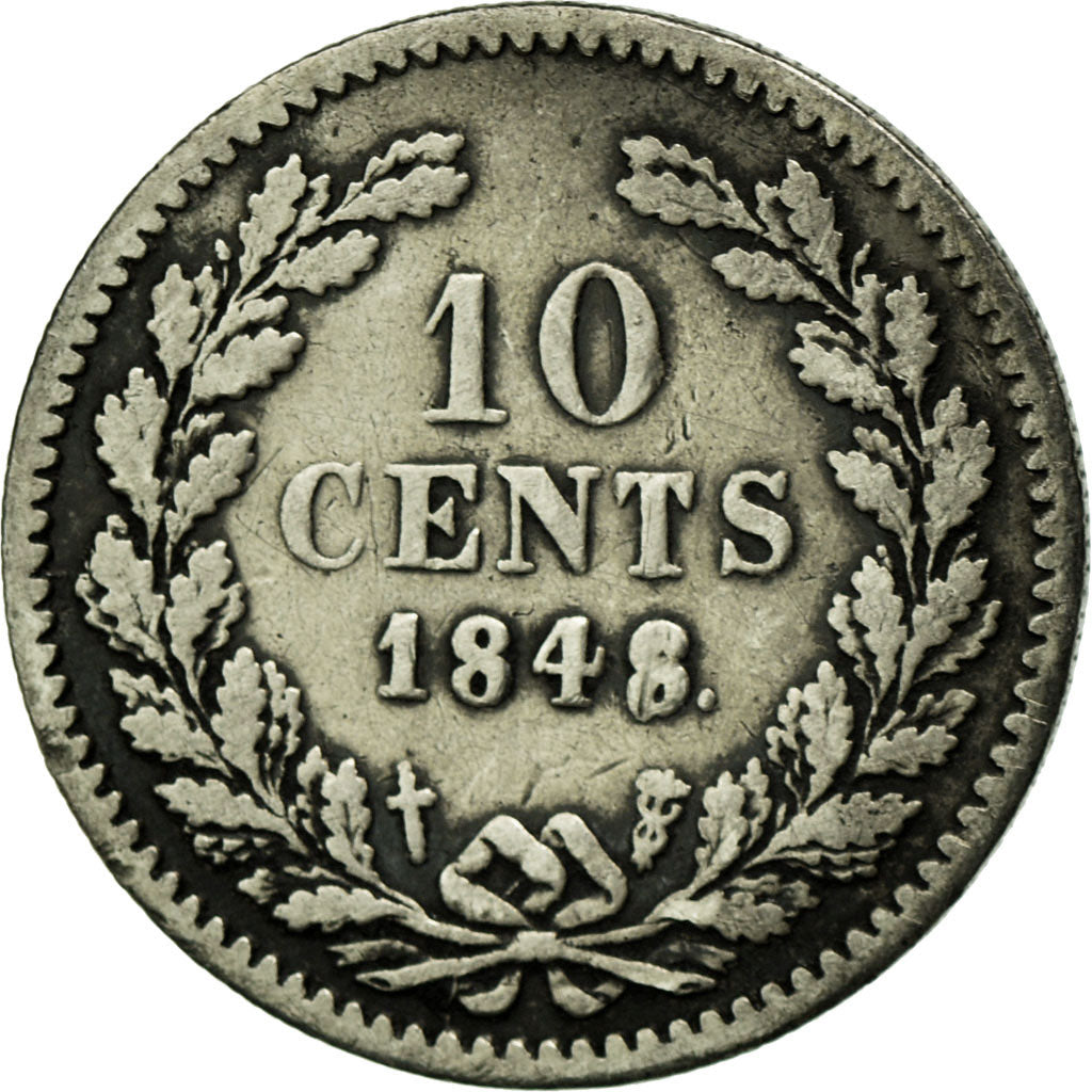 Coin, Netherlands, William II, 10 Cents, 1848, Utrecht, VF(30-35), Silver, KM:75