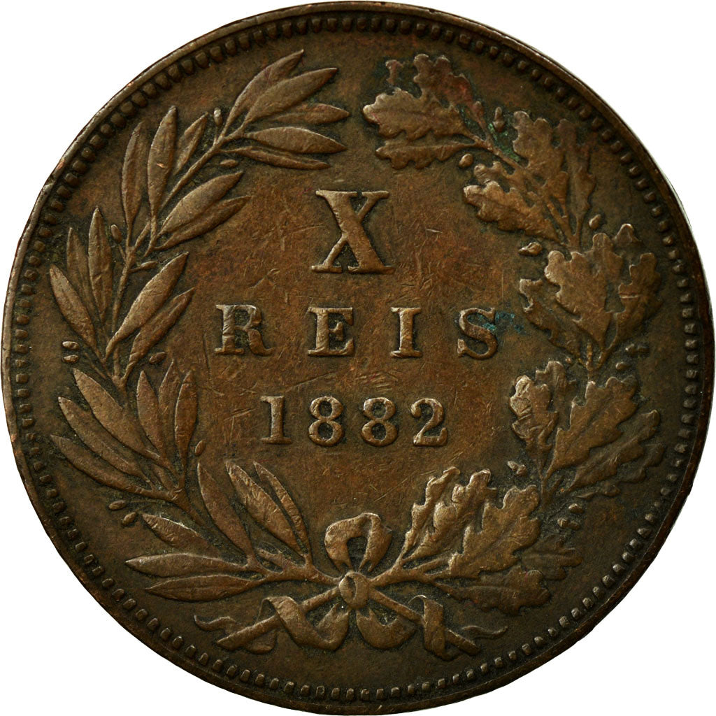 Coin, Portugal, Luiz I, 10 Reis, 1882, VF(30-35), Bronze, KM:526