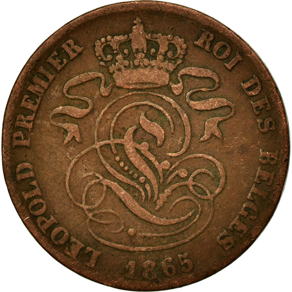 Moneta, Belgio, Leopold I, 2 Centimes, 1865, MB+, Rame, KM:4.2