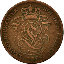 Moneta, Belgio, Leopold I, 2 Centimes, 1865, MB+, Rame, KM:4.2