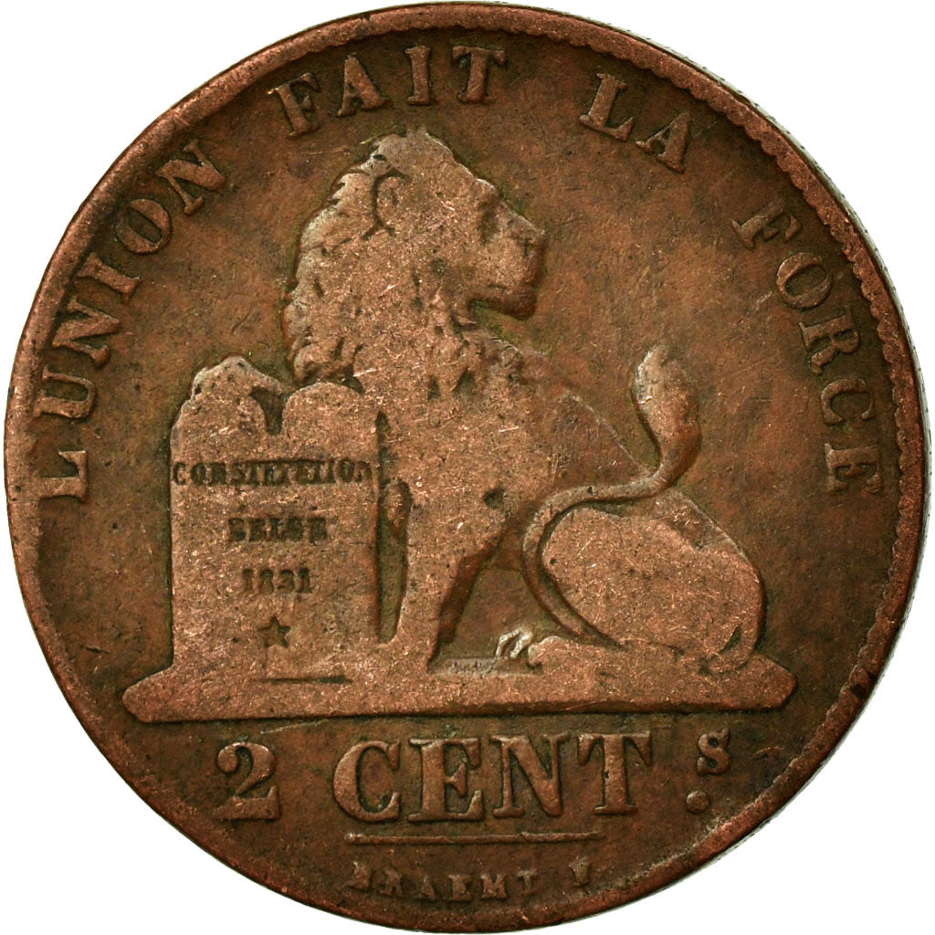 Moneta, Belgio, Leopold I, 2 Centimes, 1865, MB+, Rame, KM:4.2
