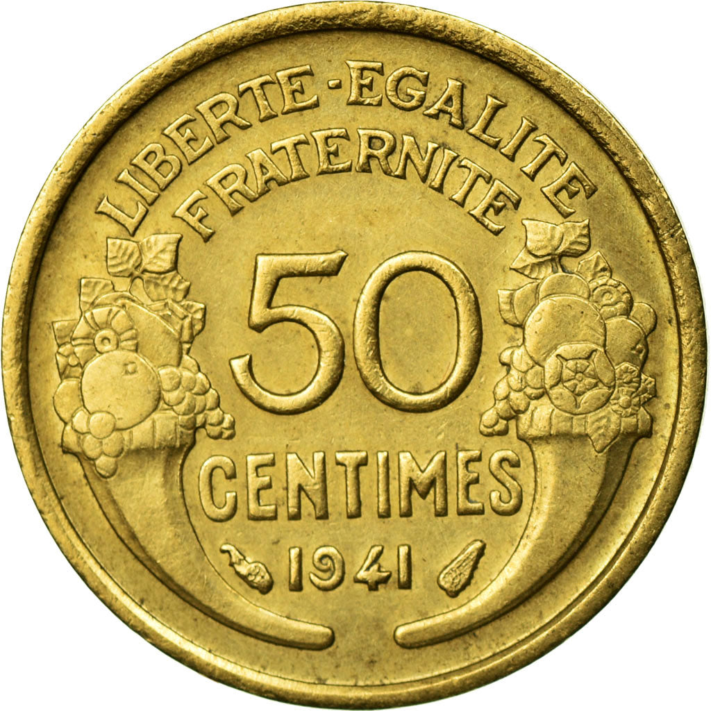 Coin, France, Morlon, 50 Centimes, 1941, Paris, VF(30-35), Aluminum-Bronze