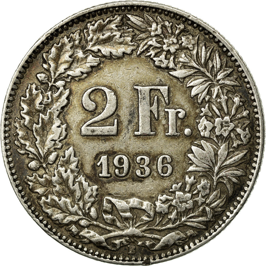 Moneta, Svizzera, 2 Francs, 1936, Bern, BB, Argento, KM:21