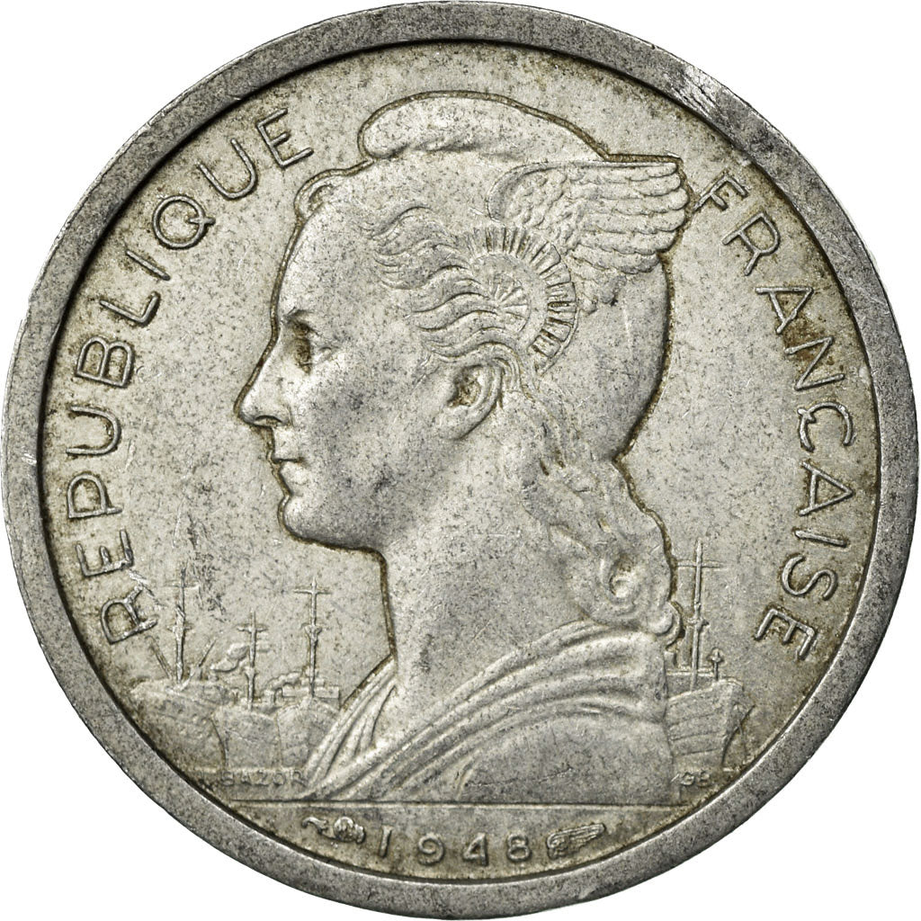 Coin, Réunion, Franc, 1948, EF(40-45), Aluminum, KM:6.1