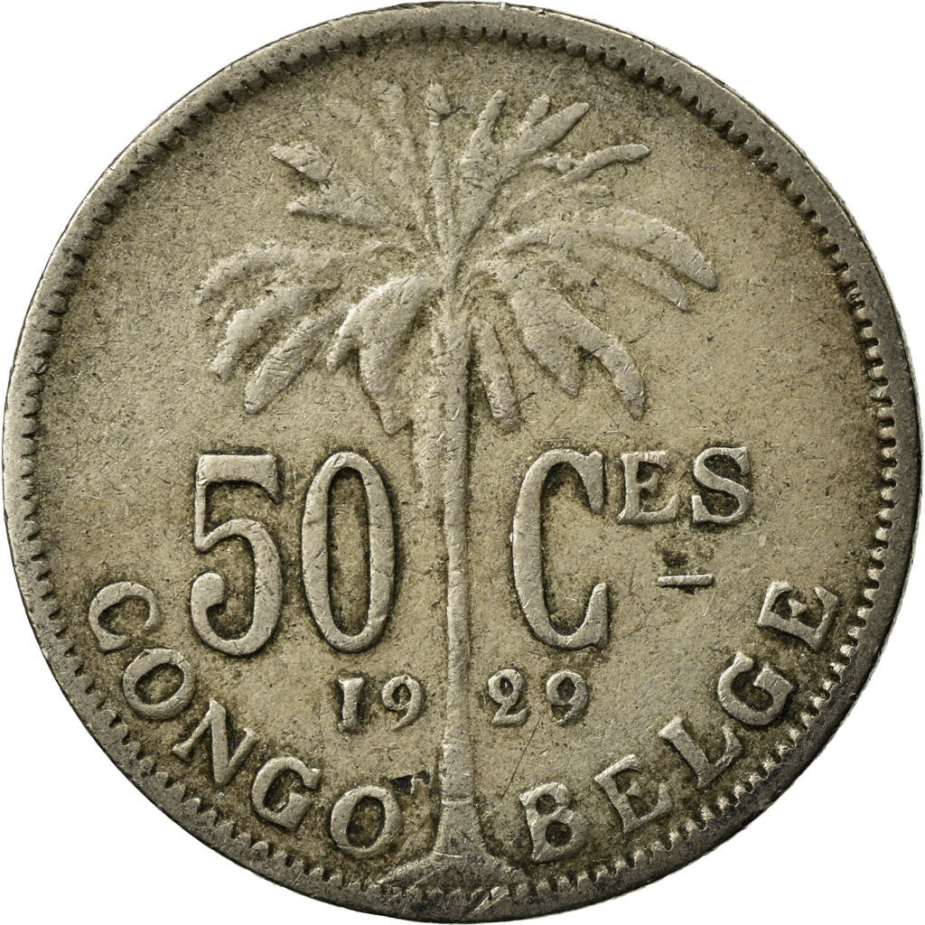 Moneta, Congo belga, 50 Centimes, 1929, MB+, Rame-nichel, KM:22