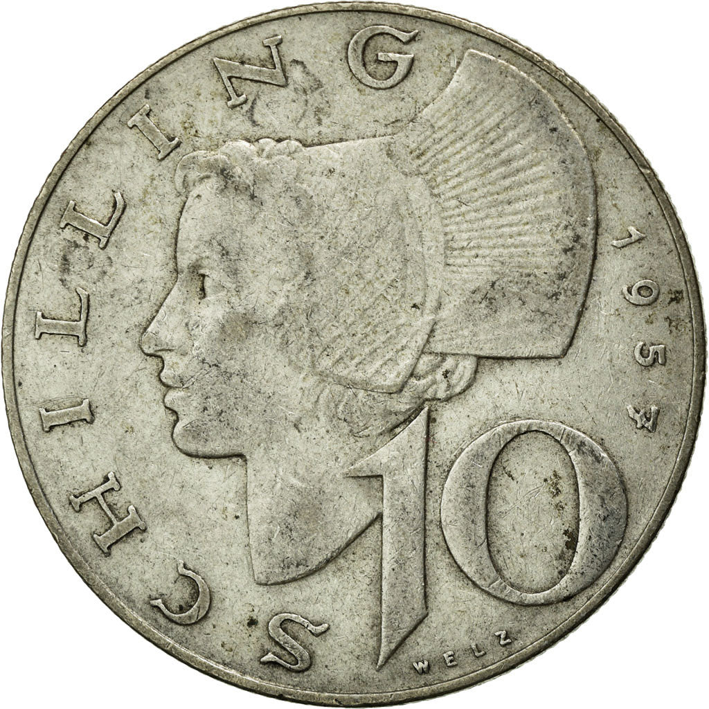 Munten, Oostenrijk, 10 Schilling, 1957, FR+, Zilver, KM:2882