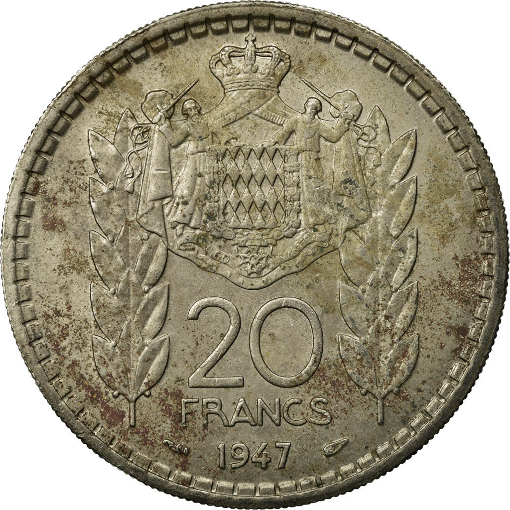 Monnaie, Monaco, Louis II, 20 Francs, Vingt, 1947, Poissy, TB+, Copper-nickel