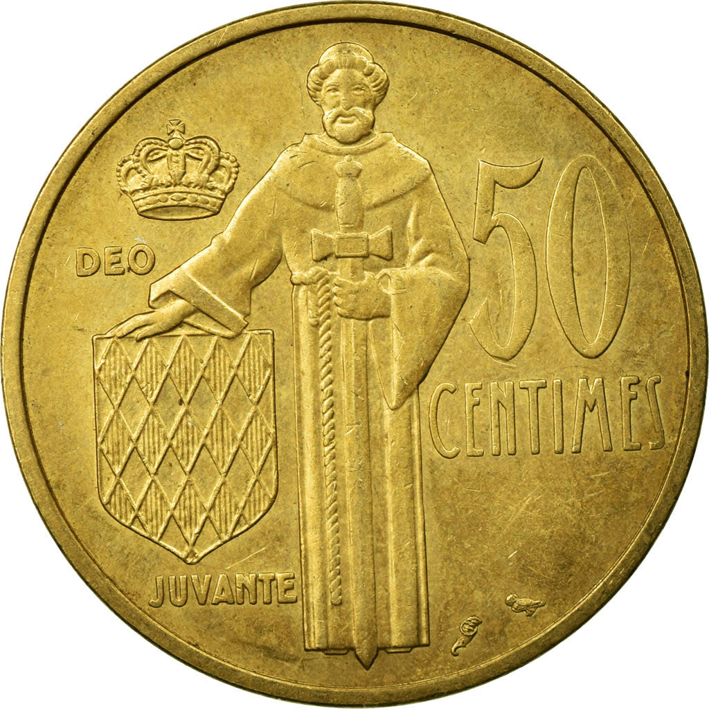 Moneda, Mónaco, Rainier III, 50 Centimes, 1962, MBC, Aluminio - bronce, KM:144
