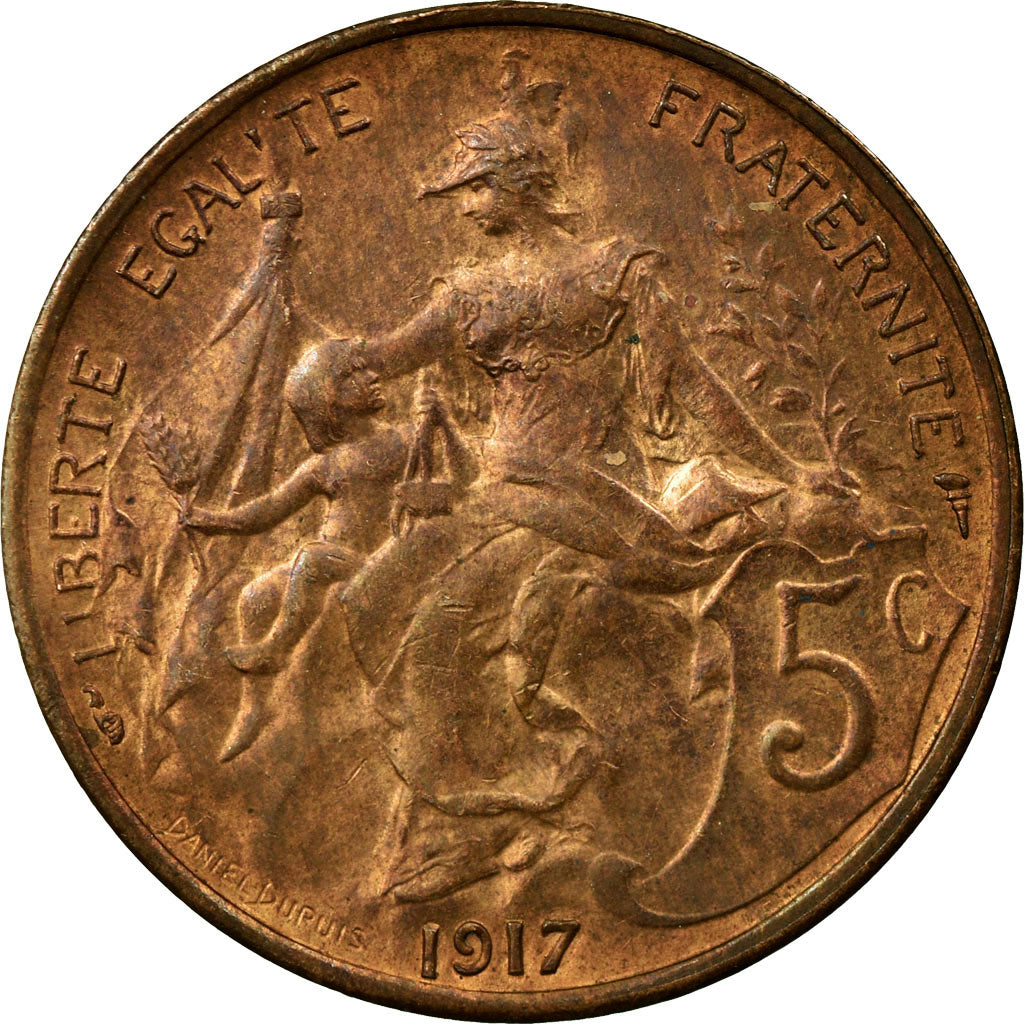 Coin, France, Dupuis, 5 Centimes, 1917, Paris, AU(55-58), Bronze, KM:842