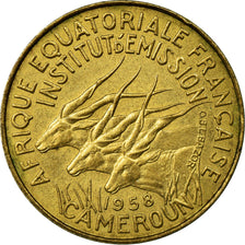 Coin, Cameroon, 5 Francs, 1958, Paris, EF(40-45), Aluminum-Bronze, KM:10