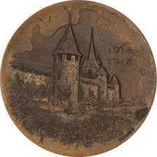 Suíça, Medal, Die Stadt Murten, Ihren Soldaten, 1914-1918, Huguenin, MS(63)
