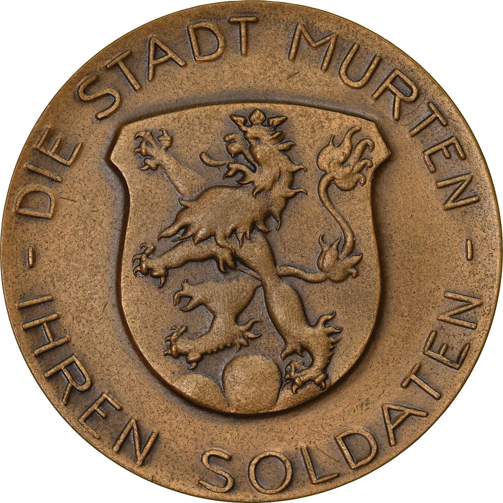 Suíça, Medal, Die Stadt Murten, Ihren Soldaten, 1914-1918, Huguenin, MS(63)