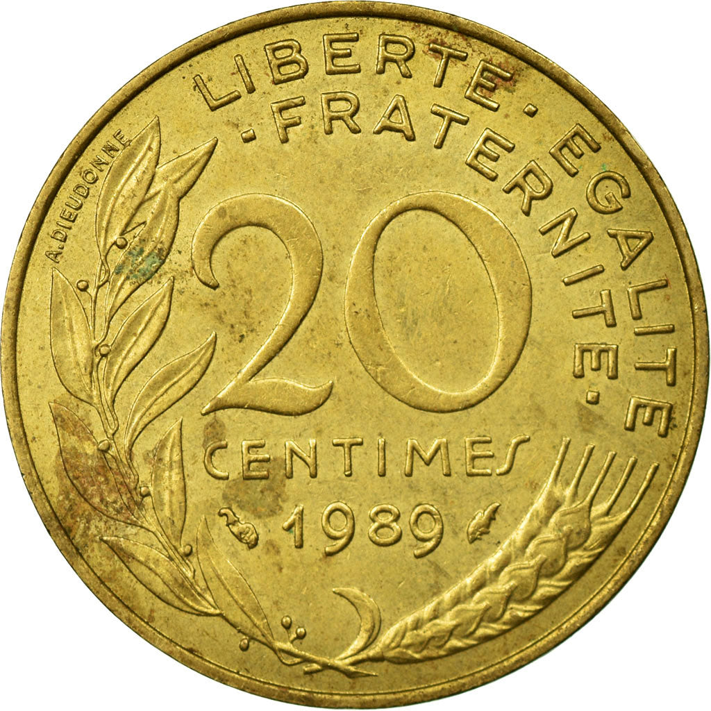 Munten, Frankrijk, Marianne, 20 Centimes, 1989, Paris, FR+, Aluminum-Bronze