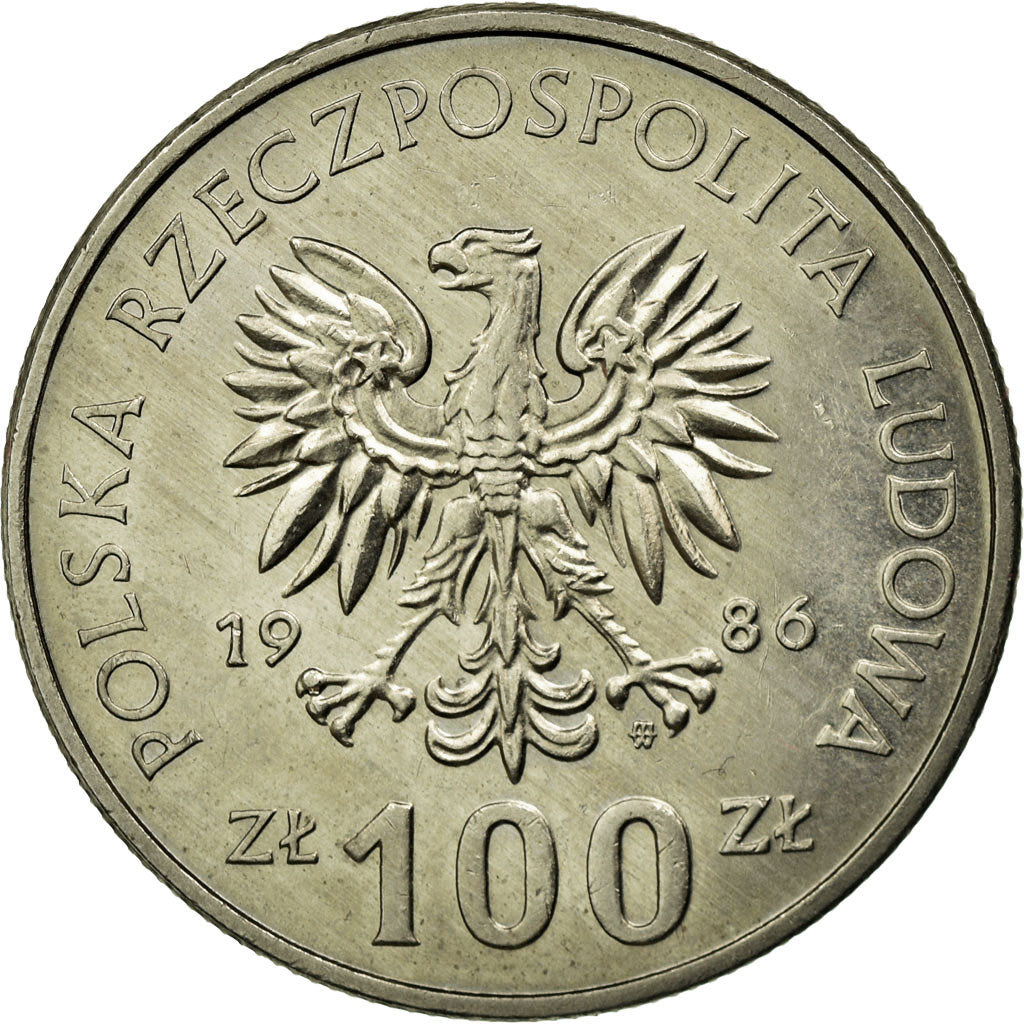 Moeda, Polónia, 100 Zlotych, 1986, Warsaw, EF(40-45), Cobre-níquel, KM:160