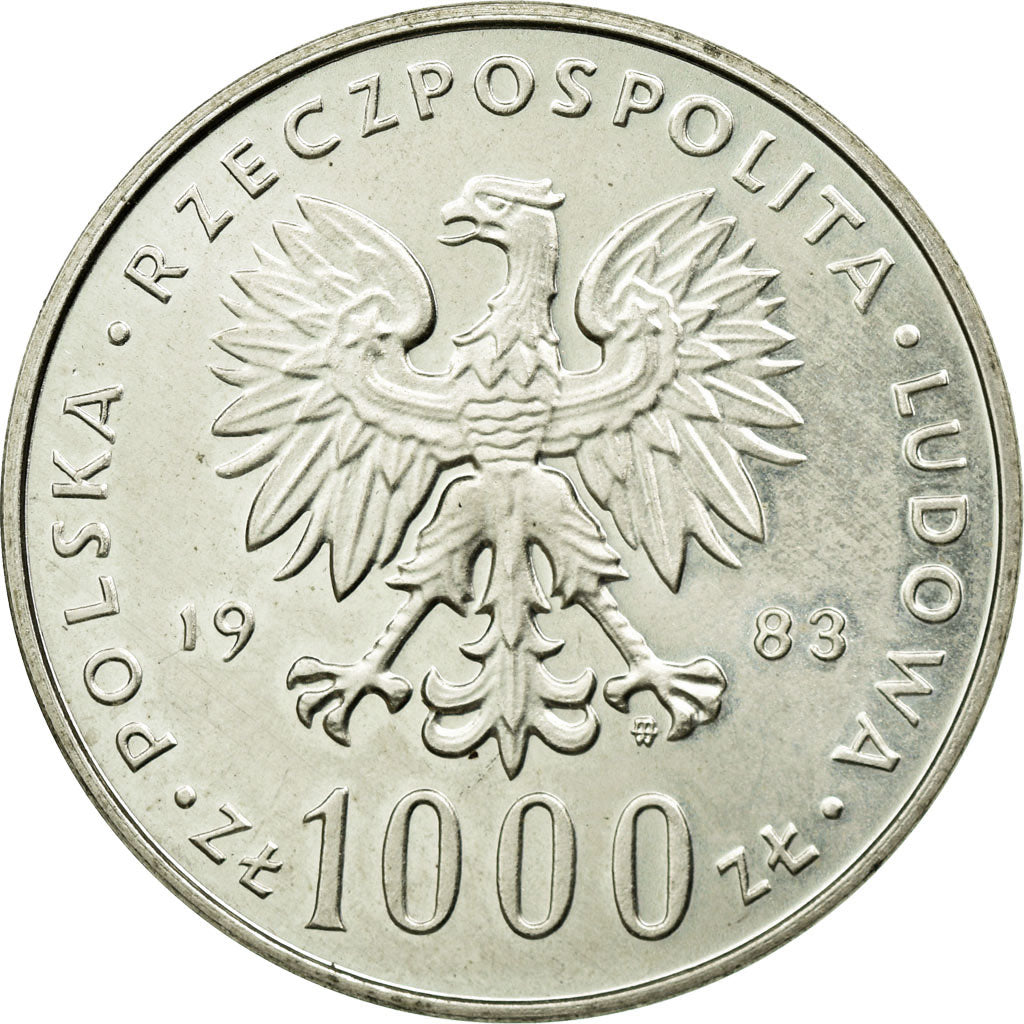 Coin, Poland, 1000 Zlotych, 1983, Warsaw, AU(55-58), Silver, KM:144