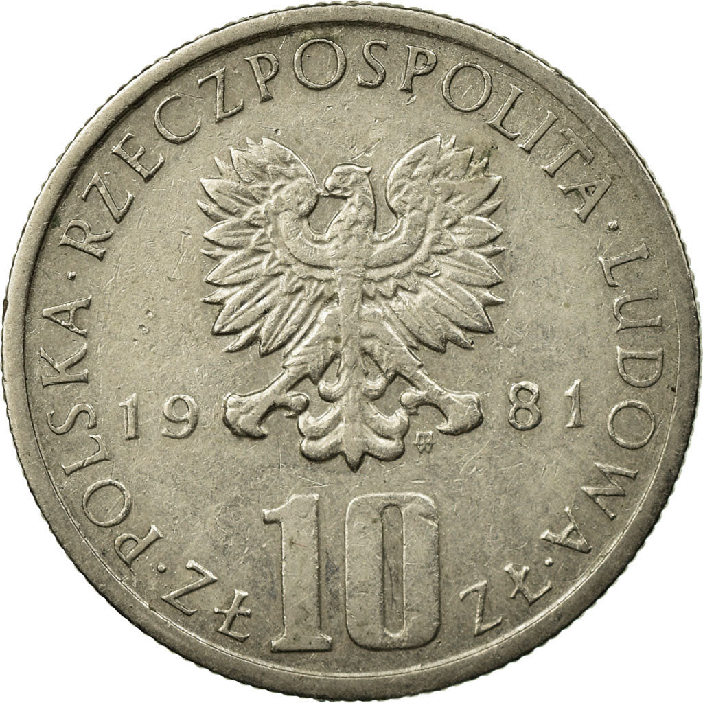 Coin, Poland, 10 Zlotych, 1981, Warsaw, EF(40-45), Copper-nickel, KM:73