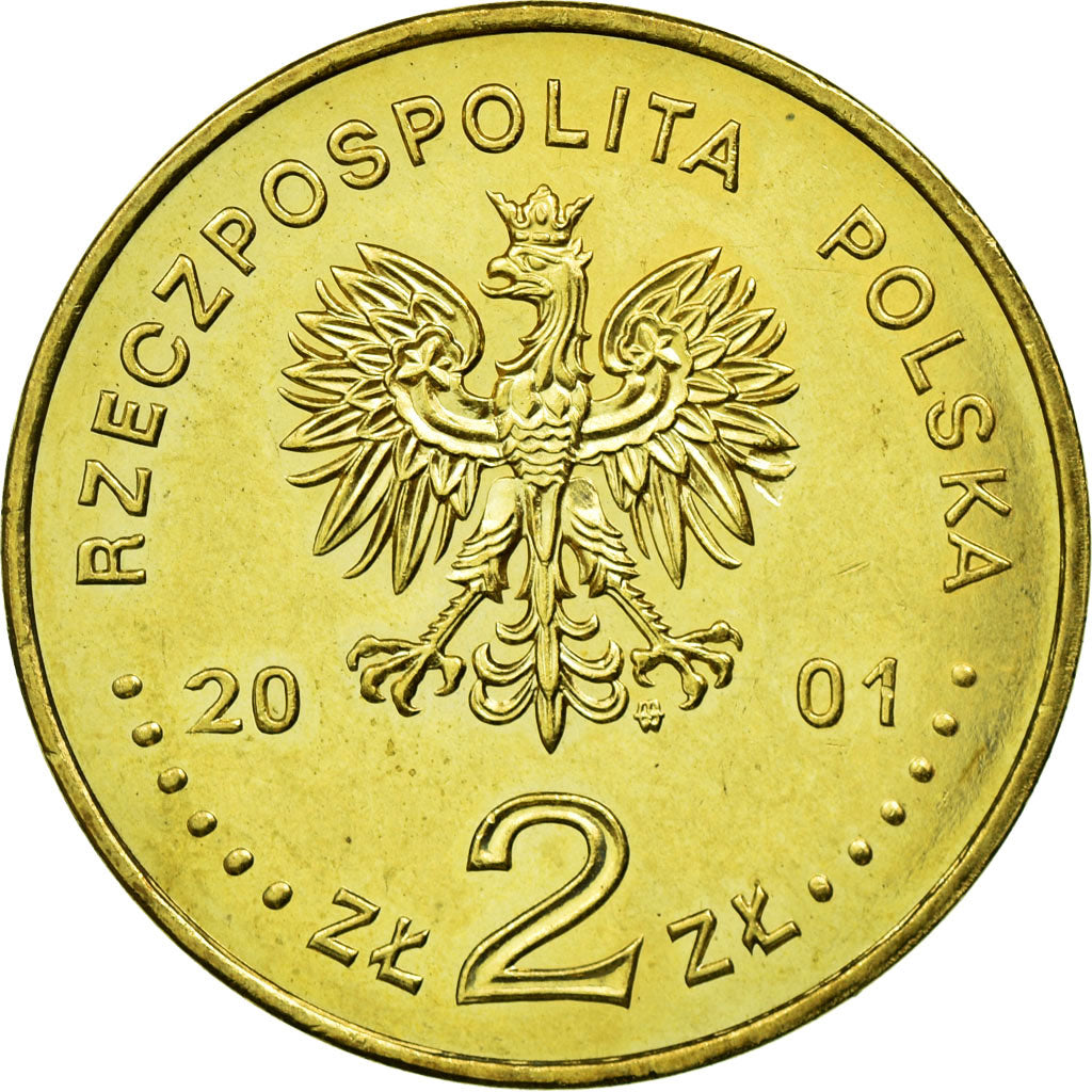 Coin, Poland, 2 Zlote, 2001, Warsaw, AU(55-58), Brass, KM:412