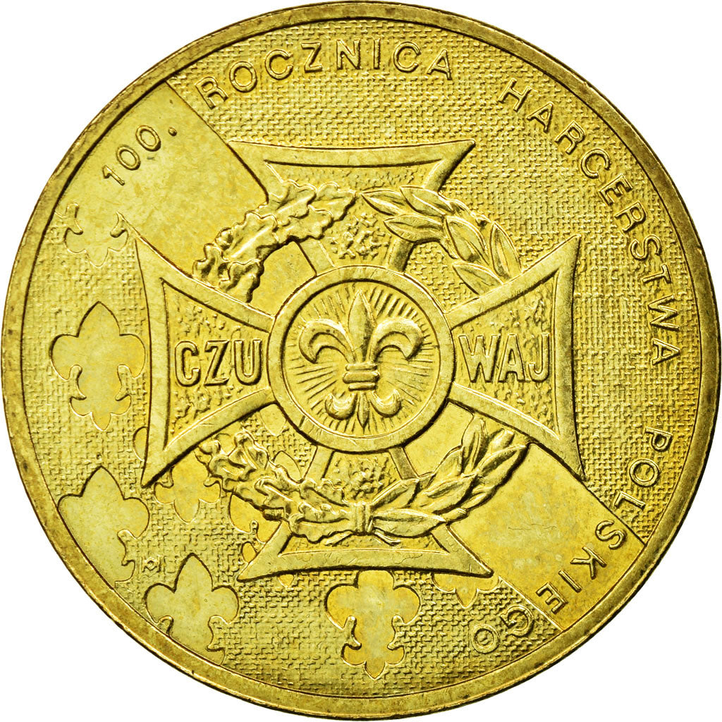 Coin, Poland, 2 Zlote, 2010, Warsaw, EF(40-45), Brass, KM:725