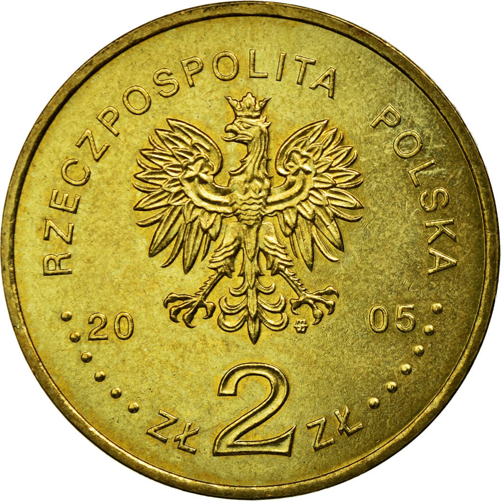 Münze, Polen, 2 Zlote, 2005, Warsaw, SS, Messing, KM:524