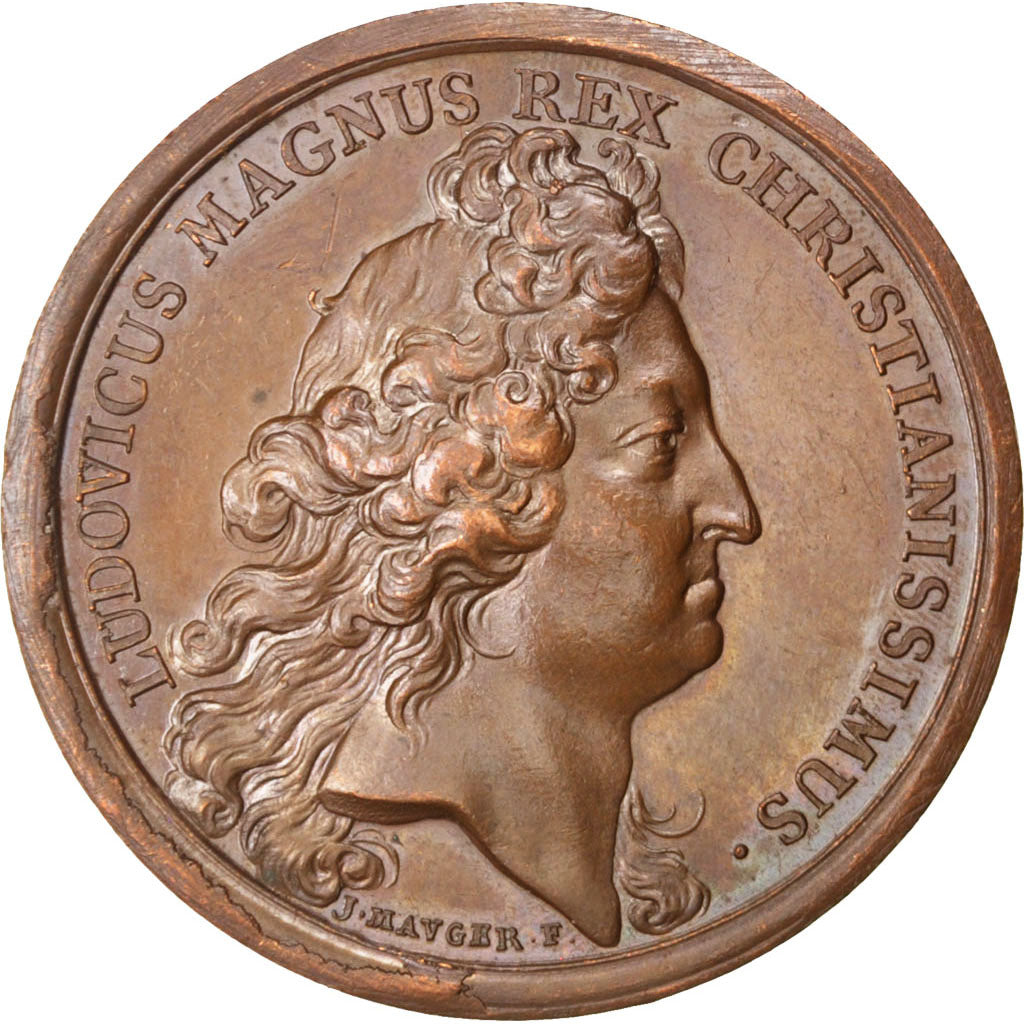 France, Medal, Louis XIV, History, Mauger, AU(55-58), Copper, Divo:266