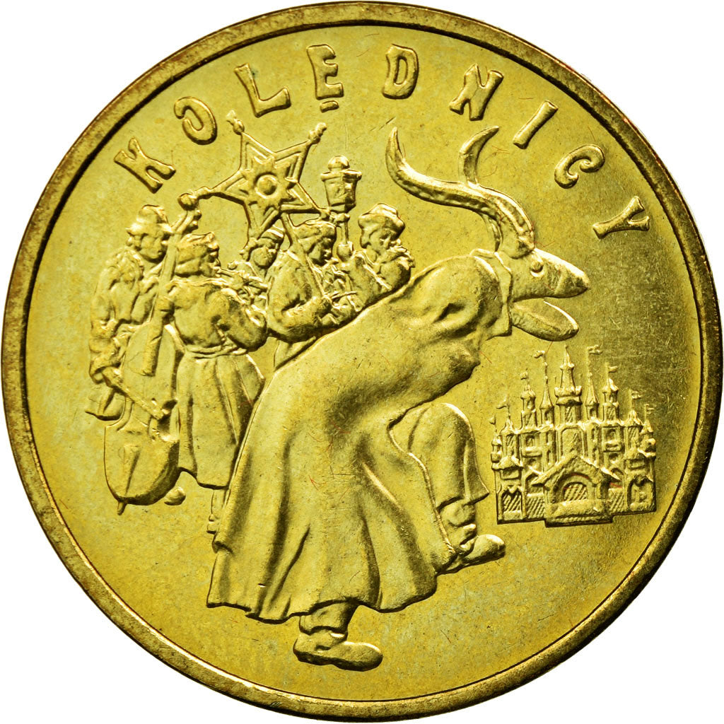 Coin, Poland, 2 Zlote, 2001, Warsaw, AU(50-53), Brass, KM:422