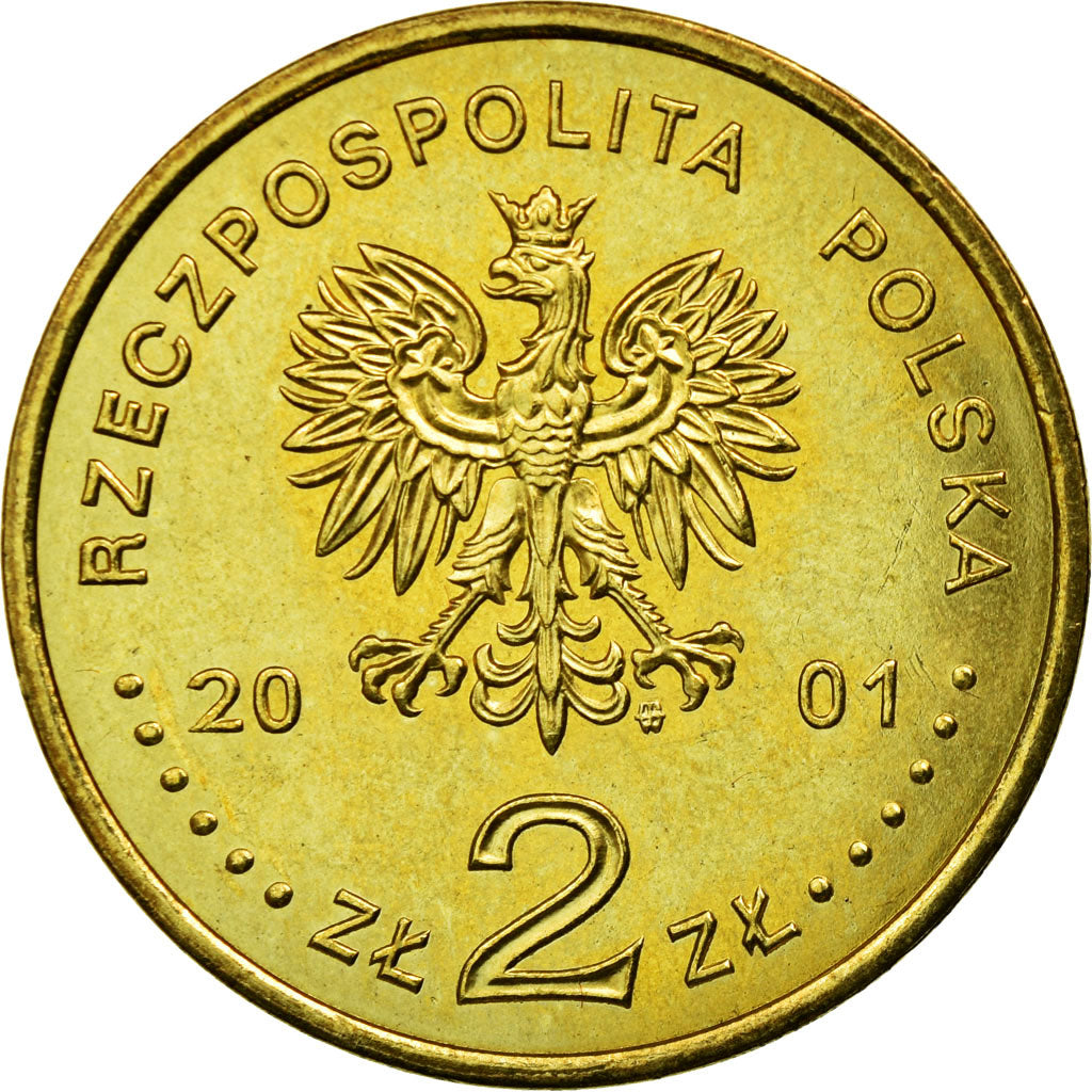 Coin, Poland, 2 Zlote, 2001, Warsaw, AU(50-53), Brass, KM:422