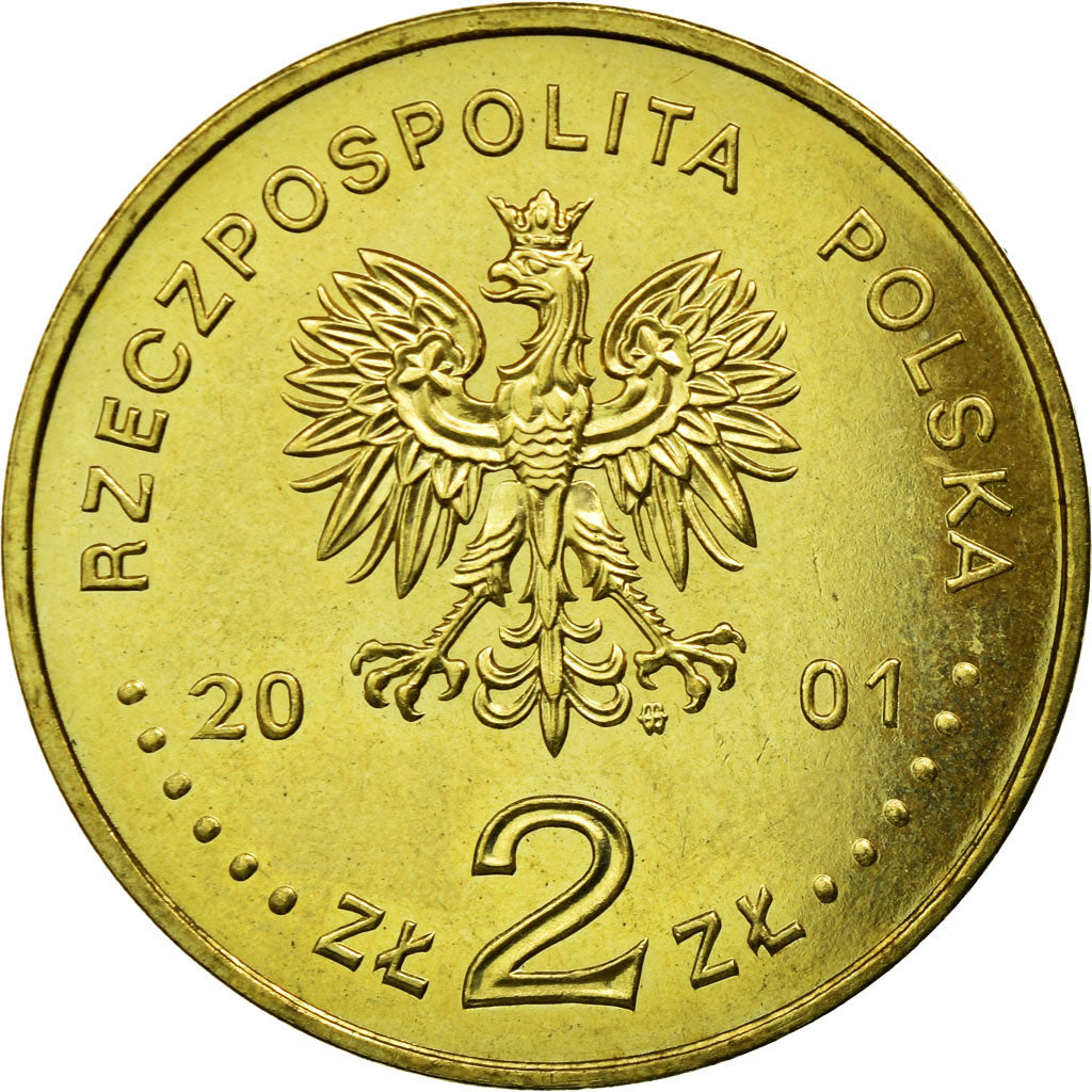 Coin, Poland, 2 Zlote, 2001, Warsaw, EF(40-45), Brass, KM:410