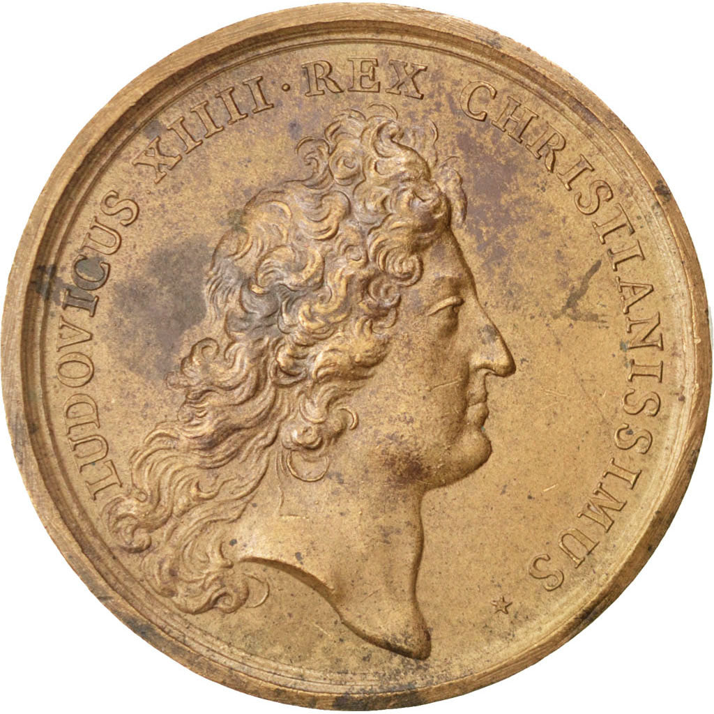 FRANCE, History, Louis XIV, Medal, AU(55-58), Mauger, Copper, Divo #129, 26.30
