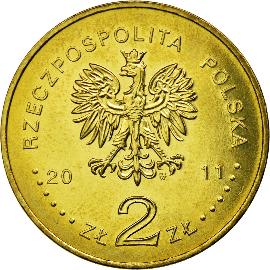 Coin, Poland, 2 Zlote, 2011, Warsaw, AU(50-53), Brass, KM:795