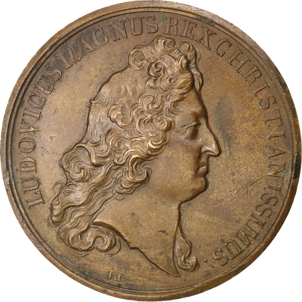 FRANCE, History, Louis XIV, Medal, AU(50-53), Mauger, Copper, Divo #201, 29.10