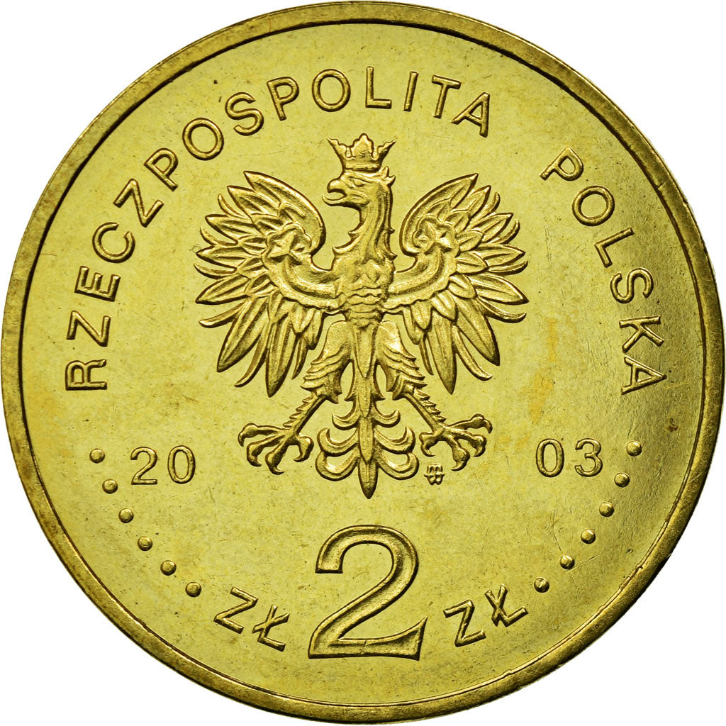 Münze, Polen, 2 Zlote, 2003, Warsaw, SS, Messing, KM:456