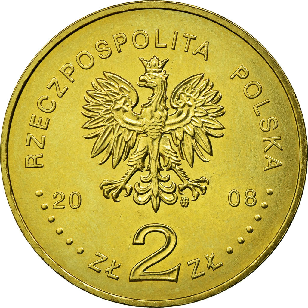 Münze, Polen, 2 Zlote, 2008, Warsaw, SS, Messing, KM:633