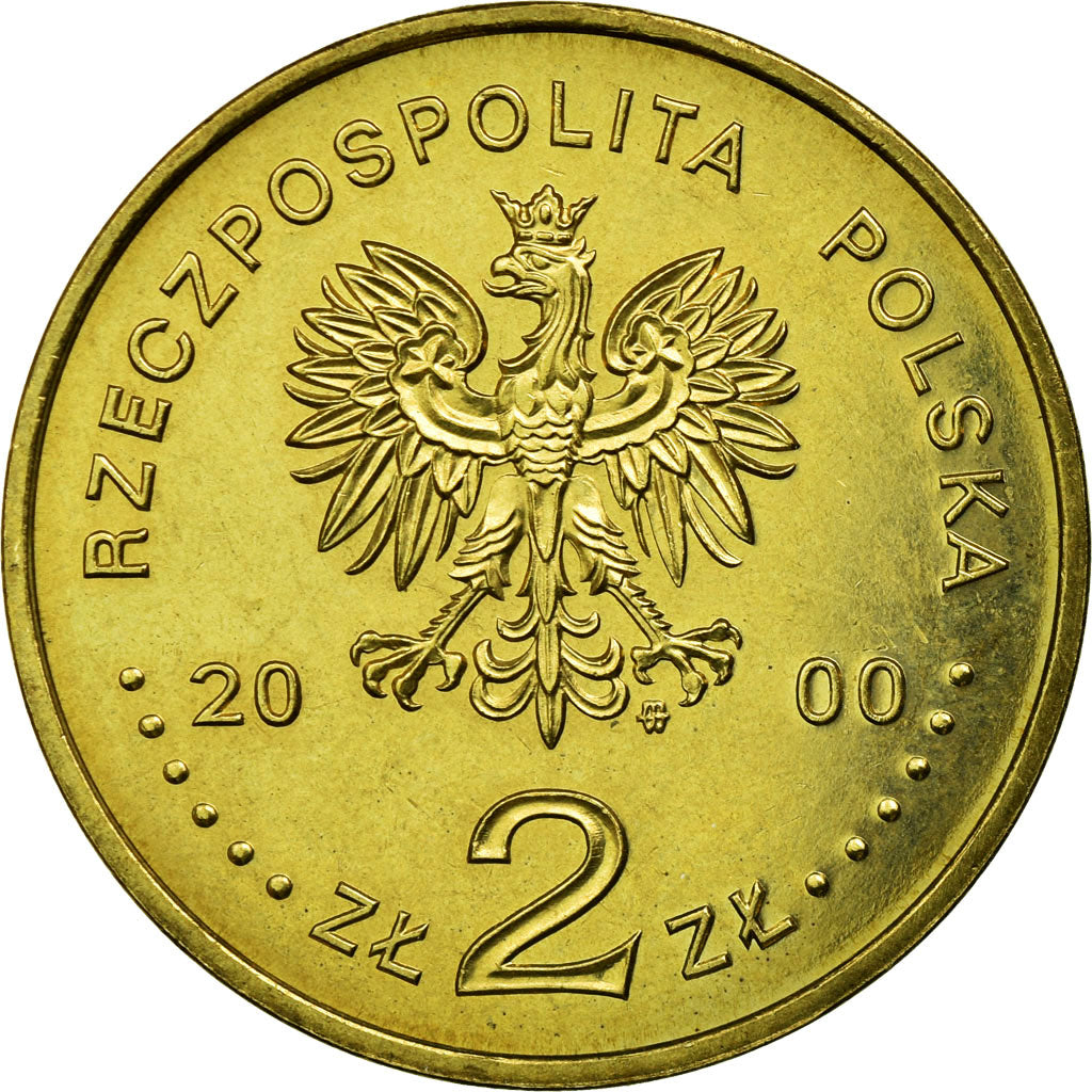 Coin, Poland, 2 Zlote, 2000, Warsaw, EF(40-45), Brass, KM:377